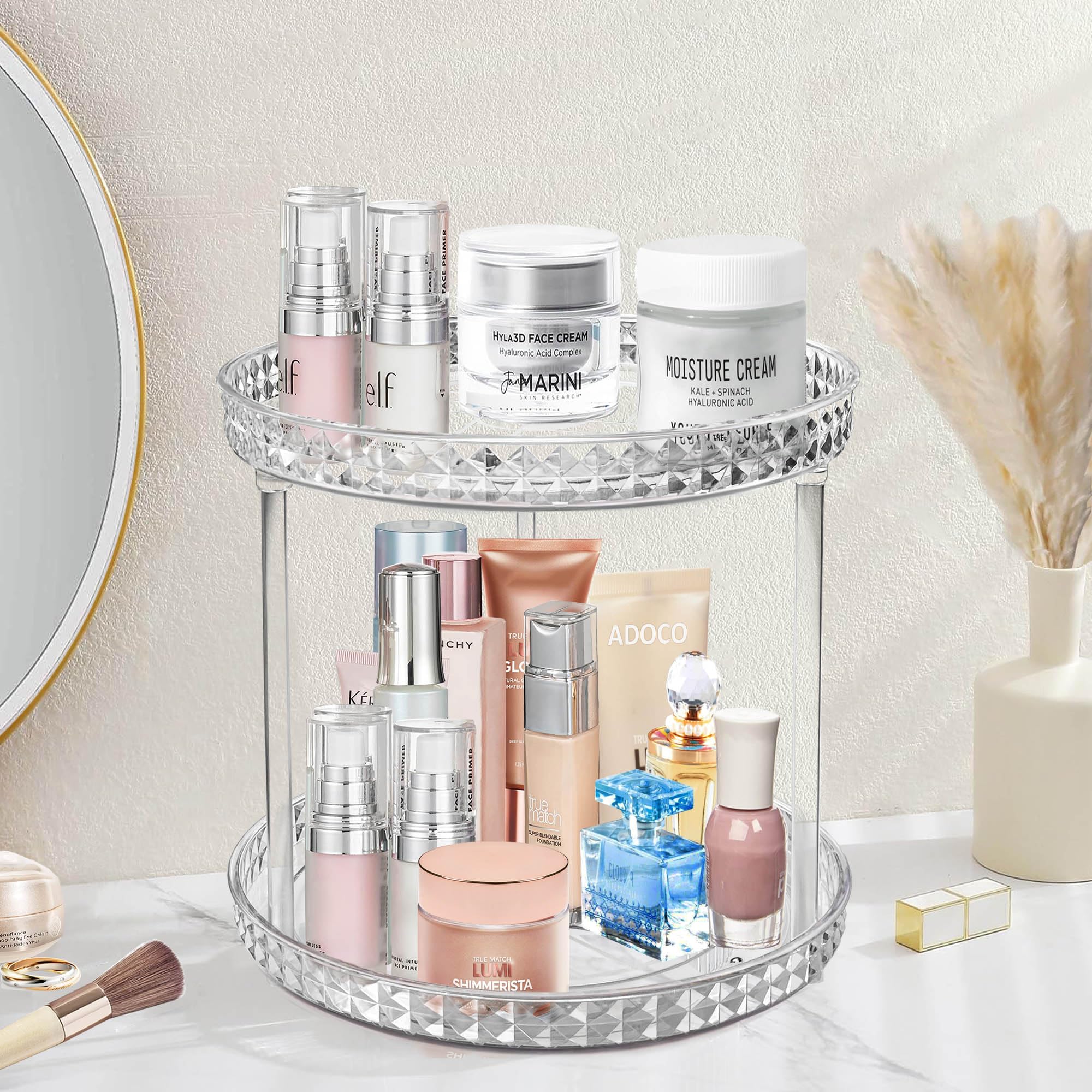 Amazon.com: 2 Tier Diamond Lazy Susan Bathroom Organizer