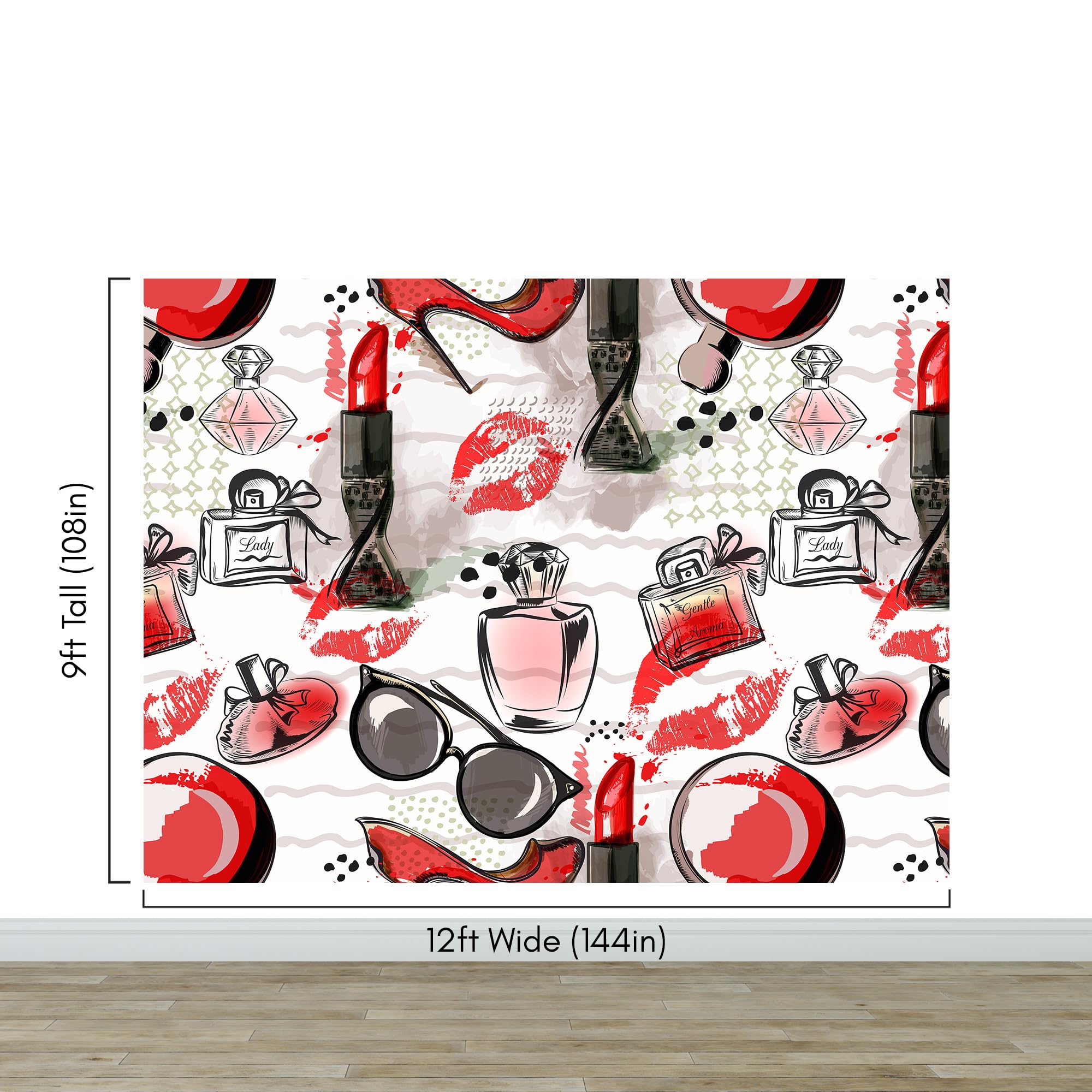 Fashion Cosmetic Make-up Peel and Stick Wallpaper | Removable Wall Mural #6214 (9ft H X 12ft W)