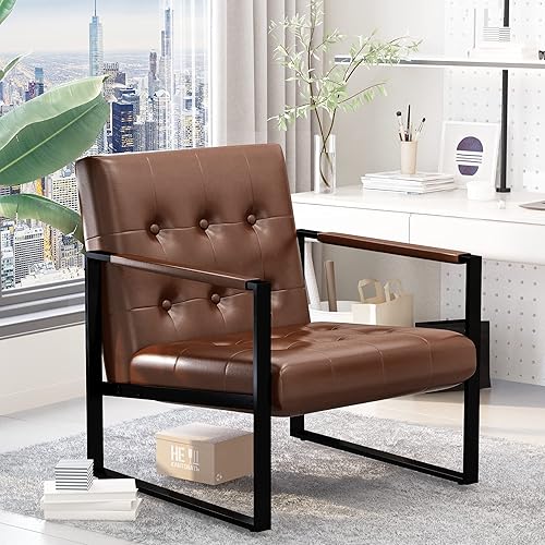 Miniatura 6 de Silla decorativa de mediados de siglo con otomana silla reclinable de terciopelo acolchado extra grueso con reposapiés otomano marco de metal diseño