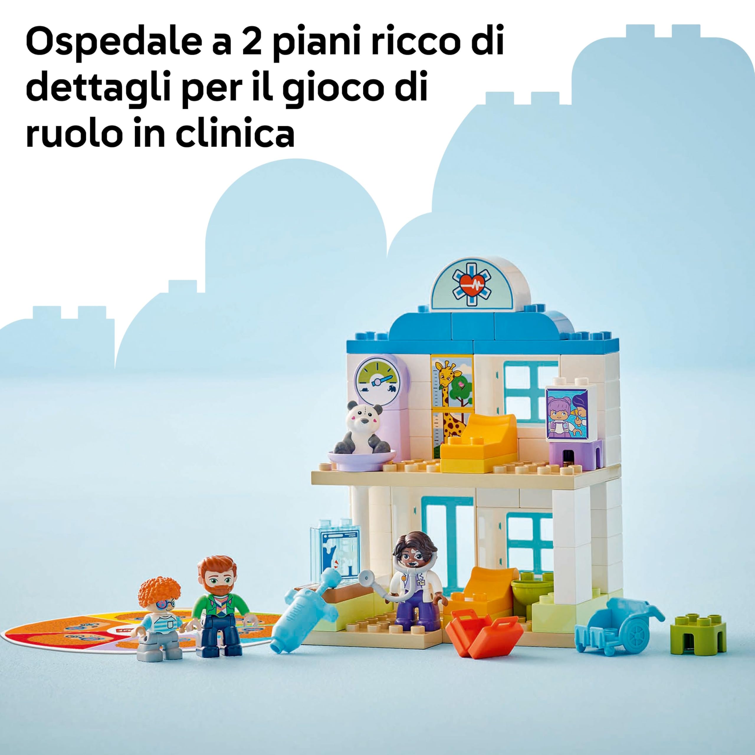 LEGO DUPLO Prime Esperienze: Visita dal Dottore - Giochi Didattici per Bambine e Bambini da 2 Anni - Set Montessori con Costruzioni, 4 Personaggi, Accessori e Carte delle Emozioni - Idea Regalo 10449