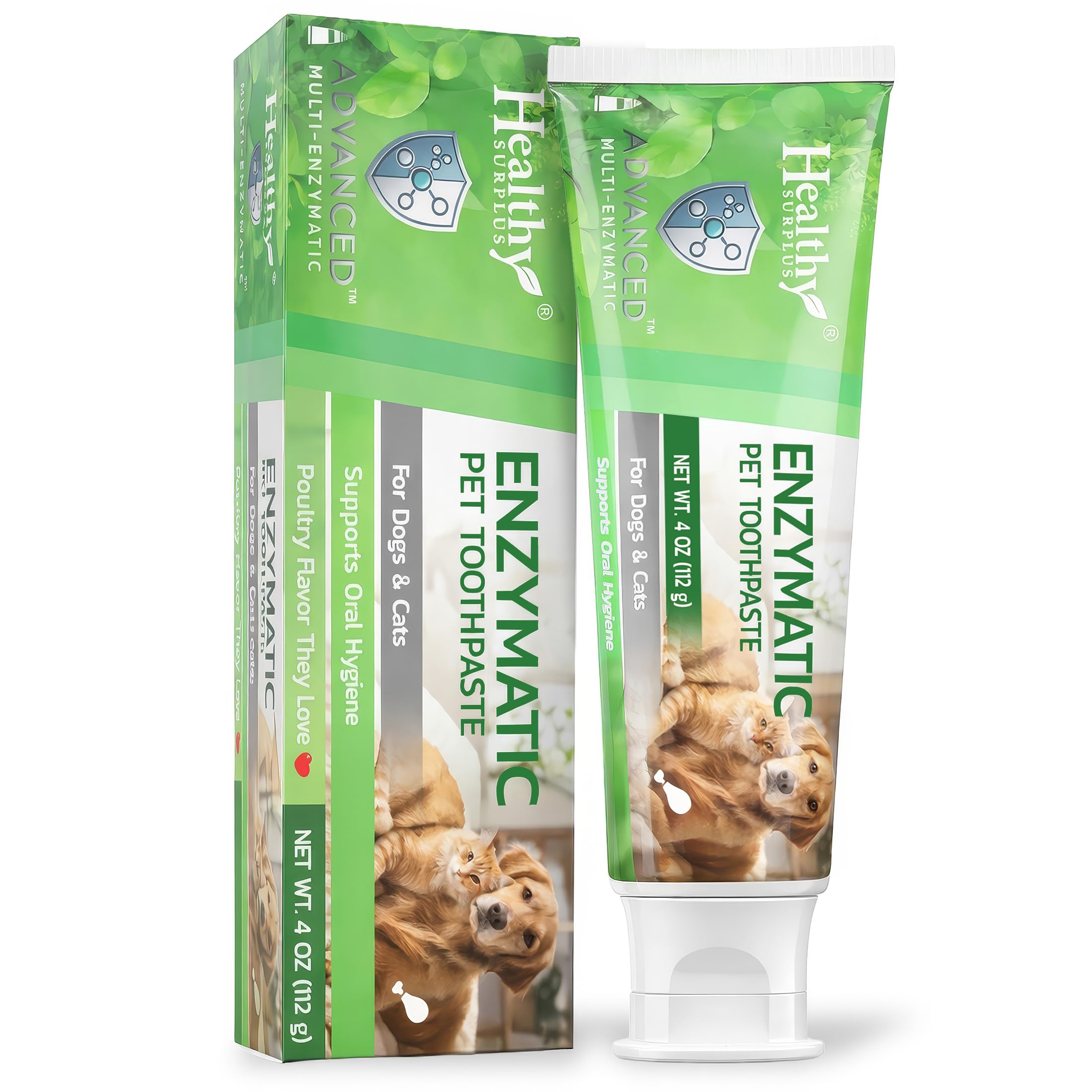 4 Oz Full Size Enzymatic Dog Toothpaste (Poultry - Chicken Flavor) for Dogs & Cats (Compare to Virbac CET) - Advanced 5-Enzyme Pet Toothpaste for Plaque, Tartar & Fresh Breath