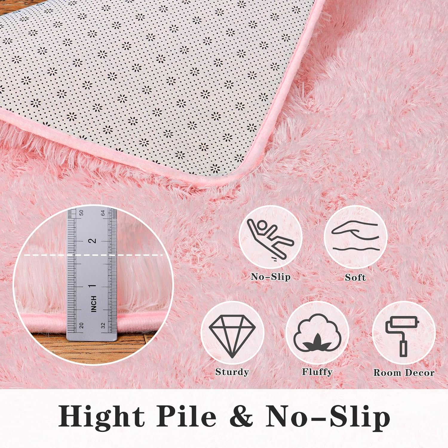 Dssimo Super Fluffy Runner Rug for Bedroom, Modern Shag Pink Area Rugs, Soft Plush Throw Carpet for Kids,Girls Boys and Teens Bedside Room Decor for Living Room Dorm Nursery Classroom, 2x6 Feet