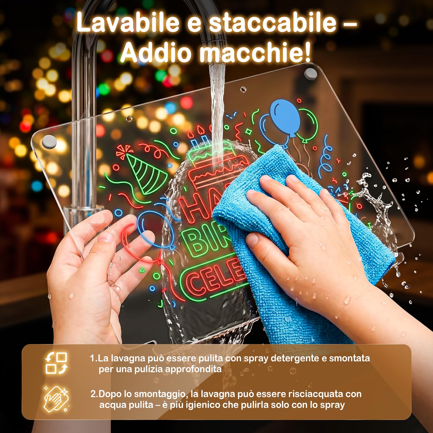 CIMELR Lavagna LED Doppio Strato Ricaricabile, Regalo per Bambini 5-10 Anni | Acrilico 16" ultraresistente, rimovibile e lavabile, 15 modalità luce, 8 pennarelli – perfetto per viaggi e famiglia