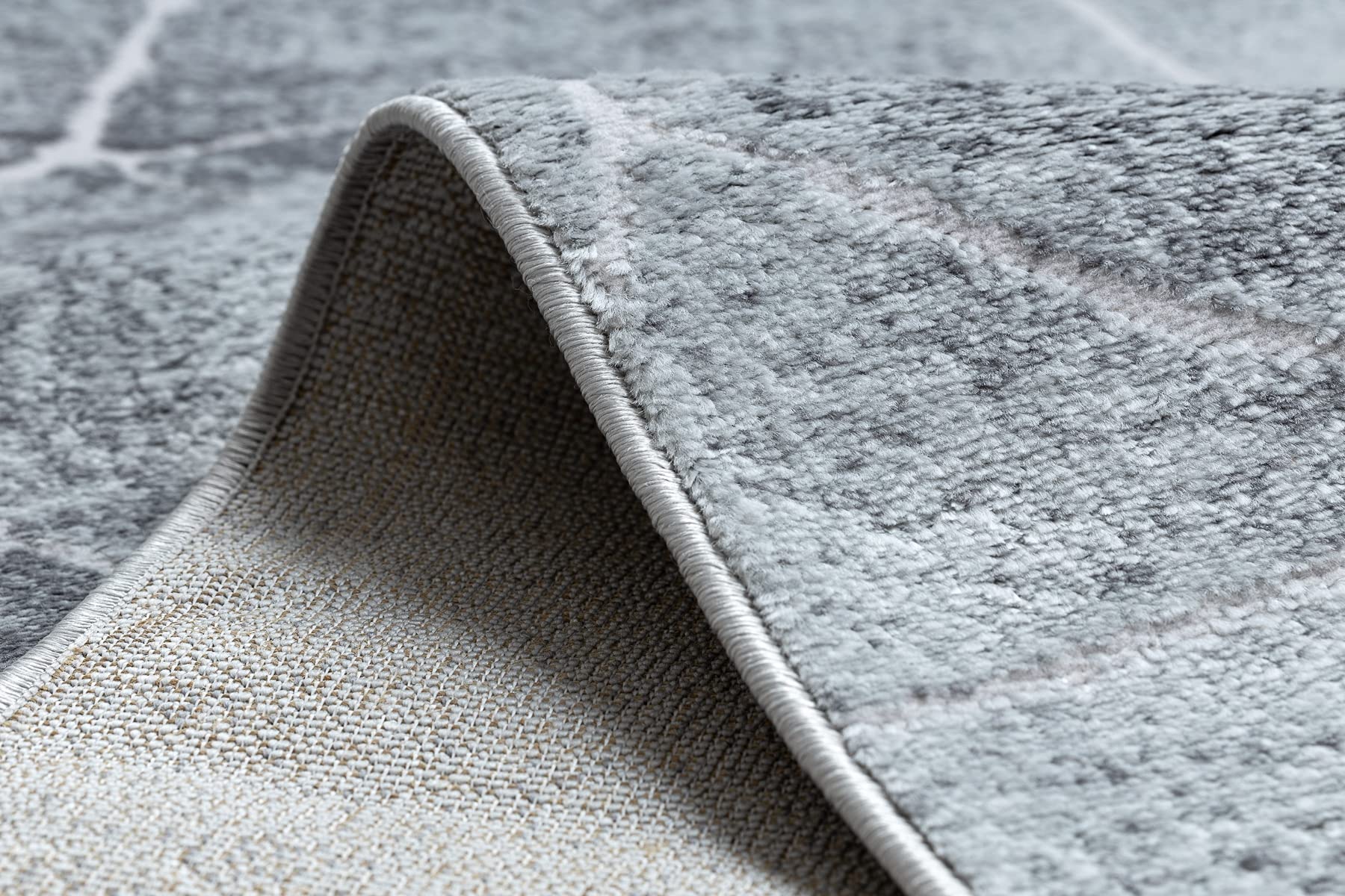 rugsx Tapis de coluoir Structural MEFE pour la Cuisine, Le Hall, Le Couloir, Solide, Moderne, Marbre - Deux Niveaux de Molleton Gris 80x300 cm