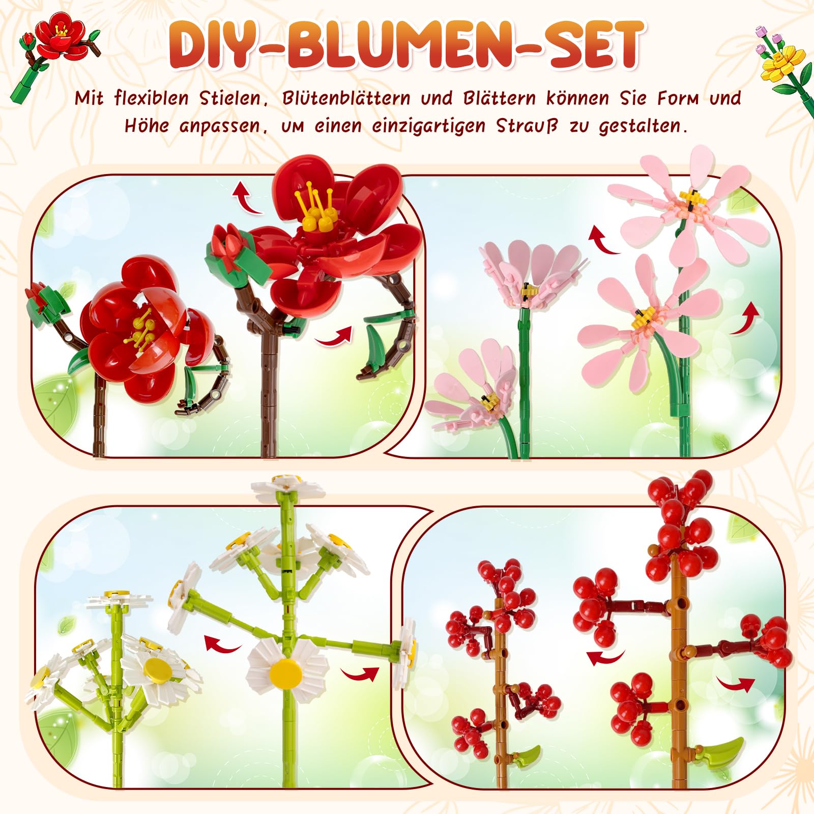 Calendario dell'Avvento 2026 con bouquet di fiori Botanicals, calendario natalizio con 24 fiori artificiali, kit per il fai da te, regalo di Natale, San Valentino, compleanno, per moglie/fidanzata