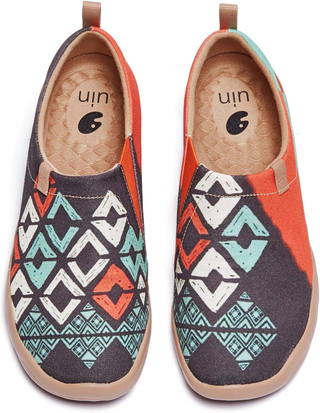 UIN Women Loafers Flat Shoes Slip On Walking Travel Canvas Lightweight Comfort Art Painted Loafer Shoe