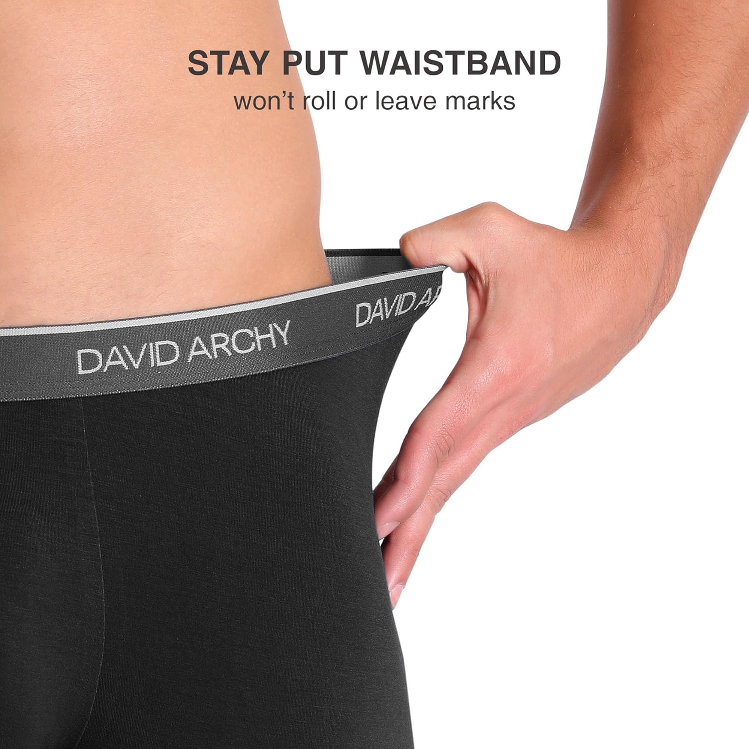 DAVID ARCHY Mens Trunks Underwear Soft Breathable Rayon Made from Bamboo Trunk No Fly Pouch - Image 4