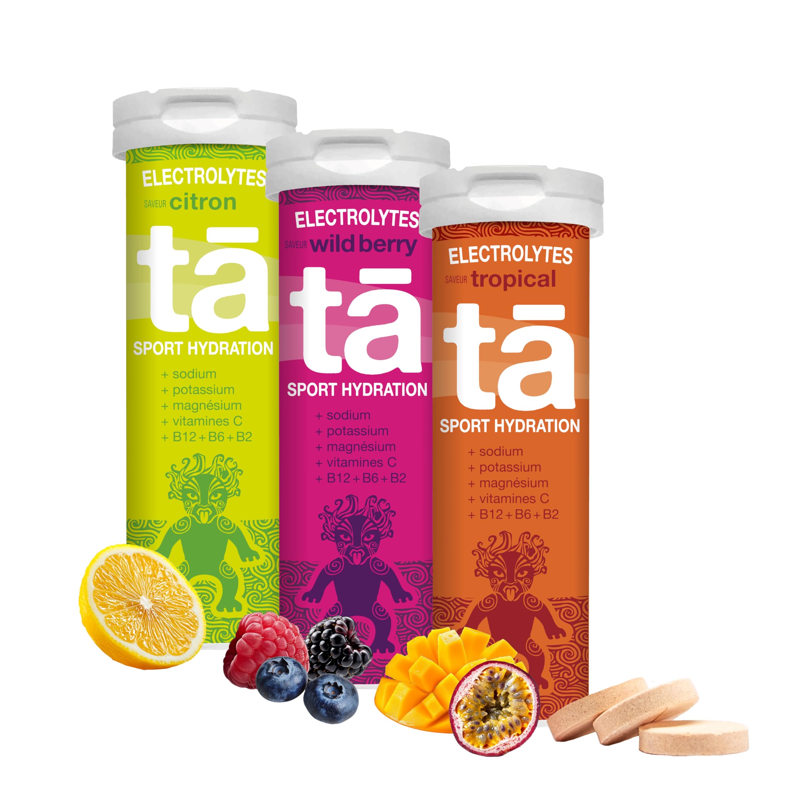 TA ENERGY - PACK x3 Tubes - Pastilles d'hydratation - Sels Minéraux - Vitamines - Faibles en calories - Réduit les crampes - MADE IN FRANCE (Citron/Fruit-Rouge/Tropical, Pack x3 Mix)