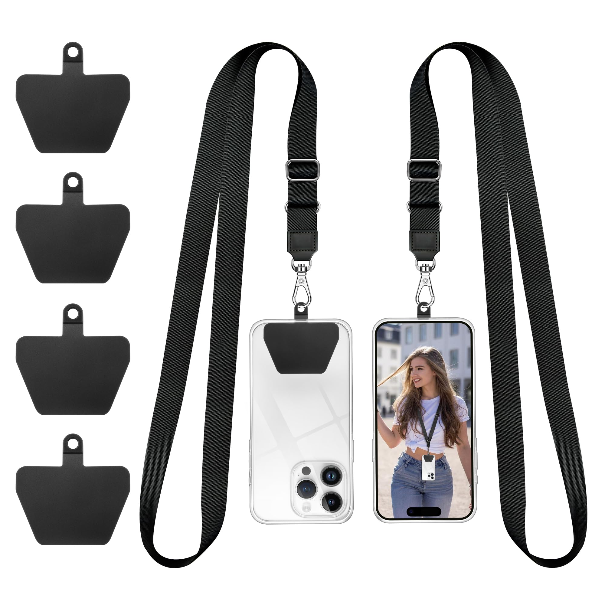 Doormoon Phone Lanyard, Universal Adjustable Neck Straps for Phone Case Keys ID Badges Compatible with iPhone Samsung, 2 Pack