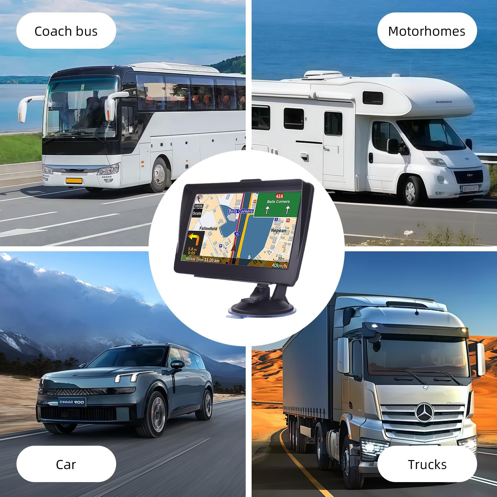 IGEAIIE 7 Inch Sat Nav for Car, HGV Truck, HD GPS Navigation System with UK & Europe Maps 2026, Lifetime Free Updates, Support Postcode Search, Voice Guidance, Speed Camera Alerts, and POI — view 7