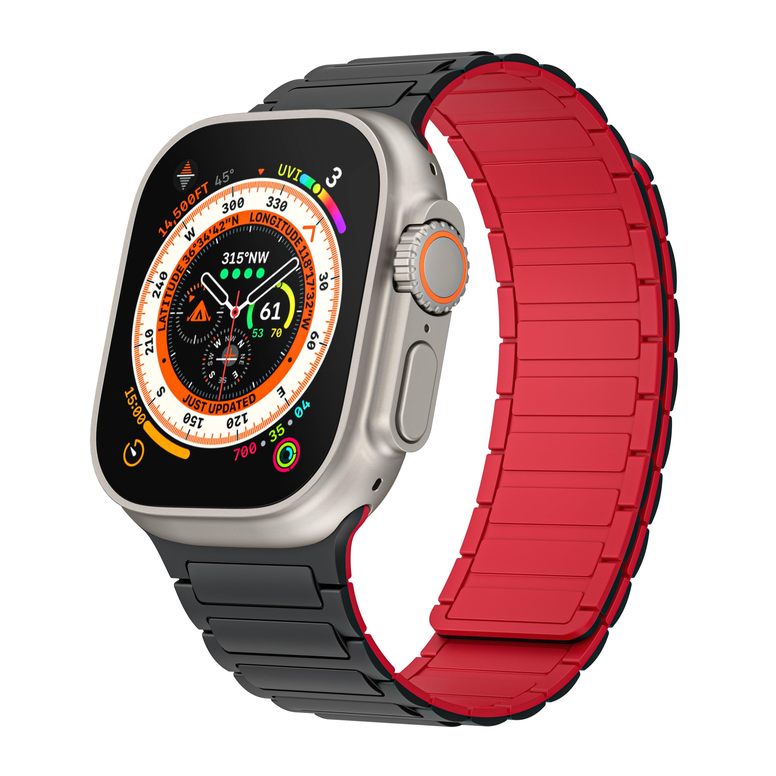 Cinturino magnetico di lusso compatibile con cinturini Apple Watch Ultra da 49 mm, 45 mm, 44 mm, 42 mm, impermeabile, morbido, sportivo, in silicone, per iWatch serie 9/8/7/6/5/4/3/2/1/SE