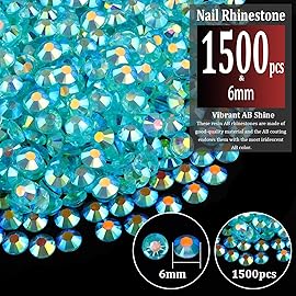 1500pcs 6mm Resin Rhinestones Bulk, Transparent Lake Blue AB Flatback Round Jelly Rhinestones Non Hotfix Crystal Gems Large Quantity Wholesale for DIY Crafts Clothes Bottles Face Makeup Manicure