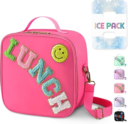 Miniatura 10 de Bolsa de almuerzo reutilizable con aislamiento para niños, adolescentes y adultos con correa ajustable para el hombro, bolsa de almuerzo grande y