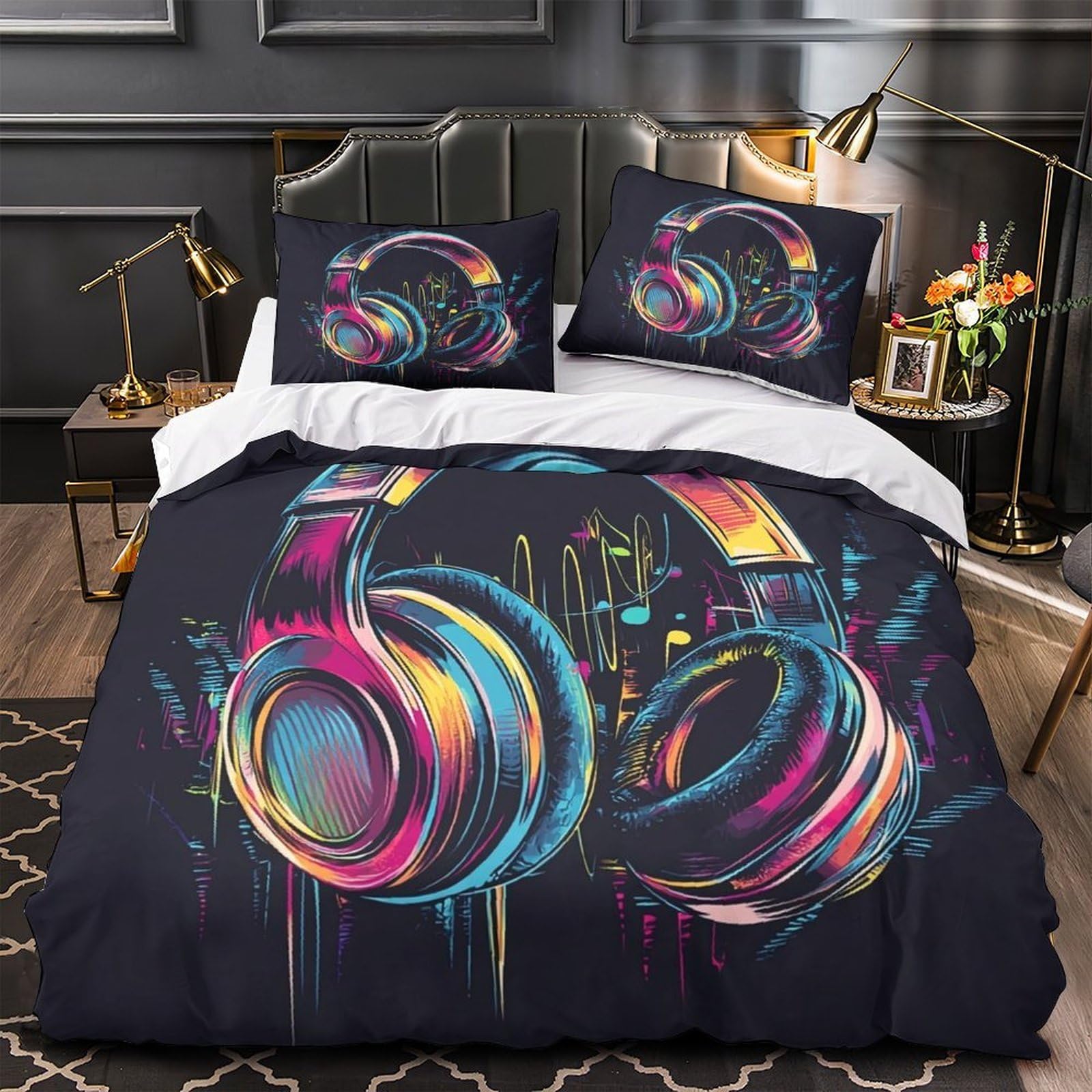 Housse de couette 3D imprimée papillon fantaisie colorée microfibre 260x220