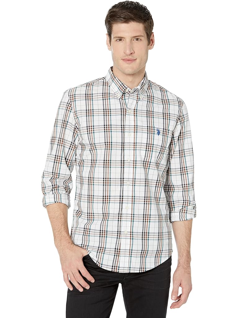 U.S. POLO ASSN. Long Sleeve Slim Fit Yarn-Dye Poplin Woven Shirt