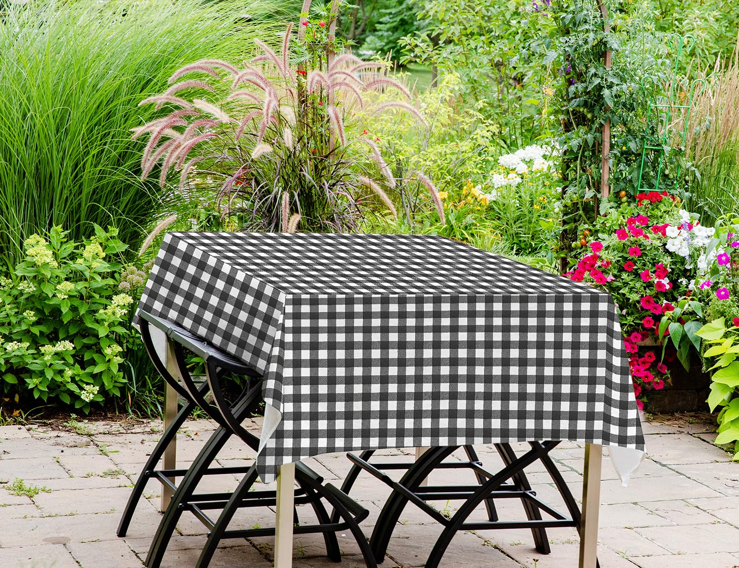 Tovaglia In PVC Cerata Antimacchia - 140x300 Cm Verde Quadretti Per Esterno/Interno