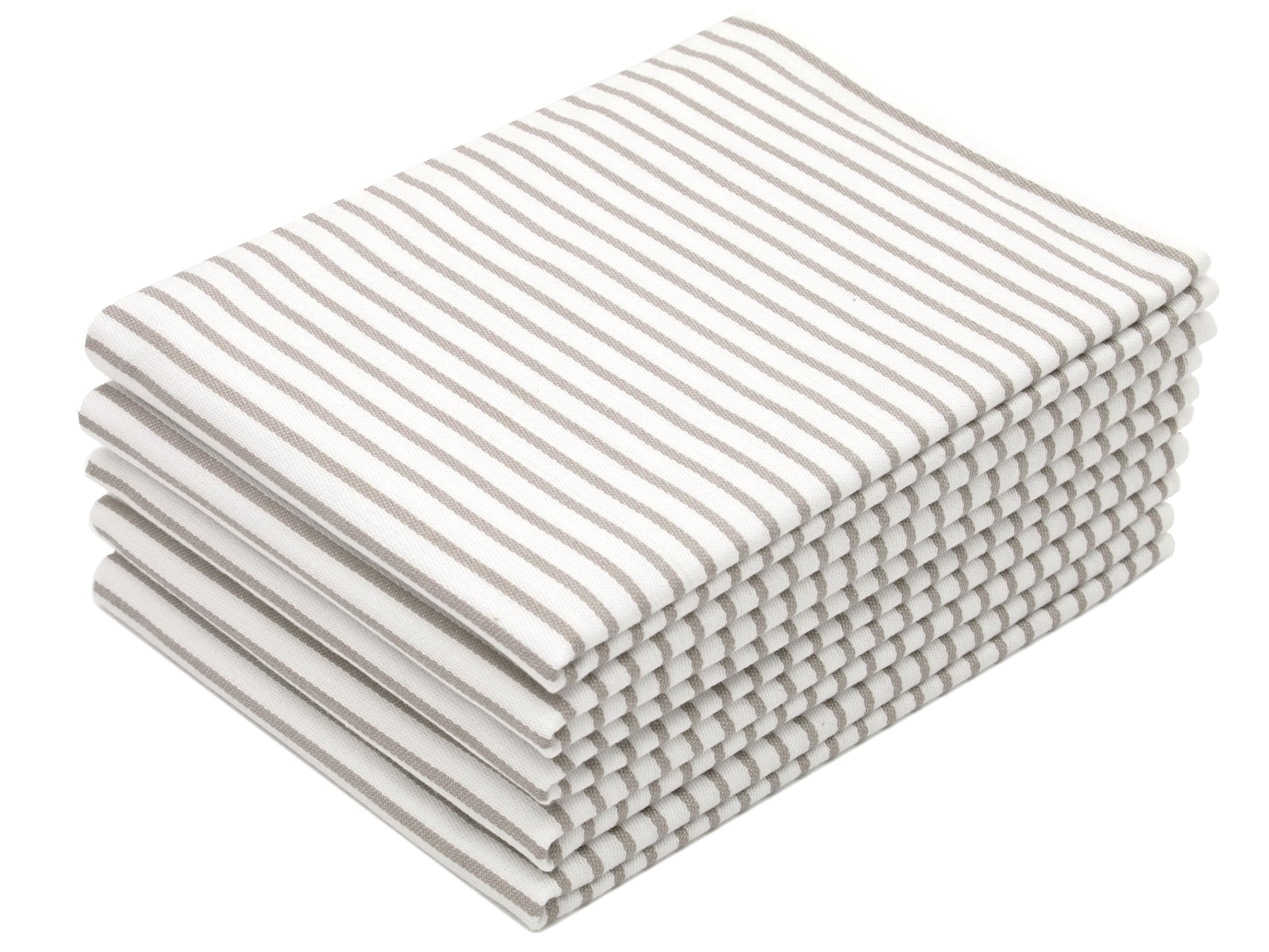 ZOLLNER 5 paños de Cocina a Rayas, 50x70 cm 100% algodón, Blancos, 200 g