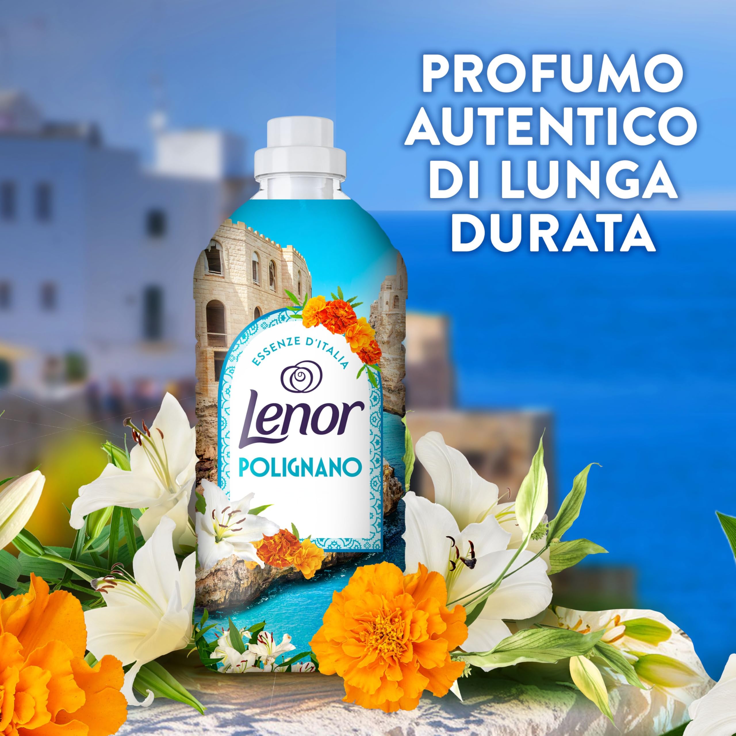 Lenor Ammorbidente Concentrato Essenze d’Italia, 440 Lavaggi (8x55), Polignano, Note di Lillà e Calendula, Profumo autentico di lunga durata