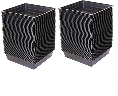 Paquete de 100 bandejas de cultivo de jardín 1010 sin agujeros de drenaje, bandejas de plástico de 10 x 10 pulgadas, sin agujeros, bandeja de