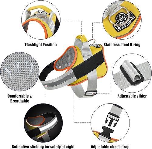 Miniatura 9 de Bolux - Arnés para perro, reflejante y transpirable, ajustable, con asa, para sacarlo a pasear, no más tirones ni asfixia (verde, tamaño XG)