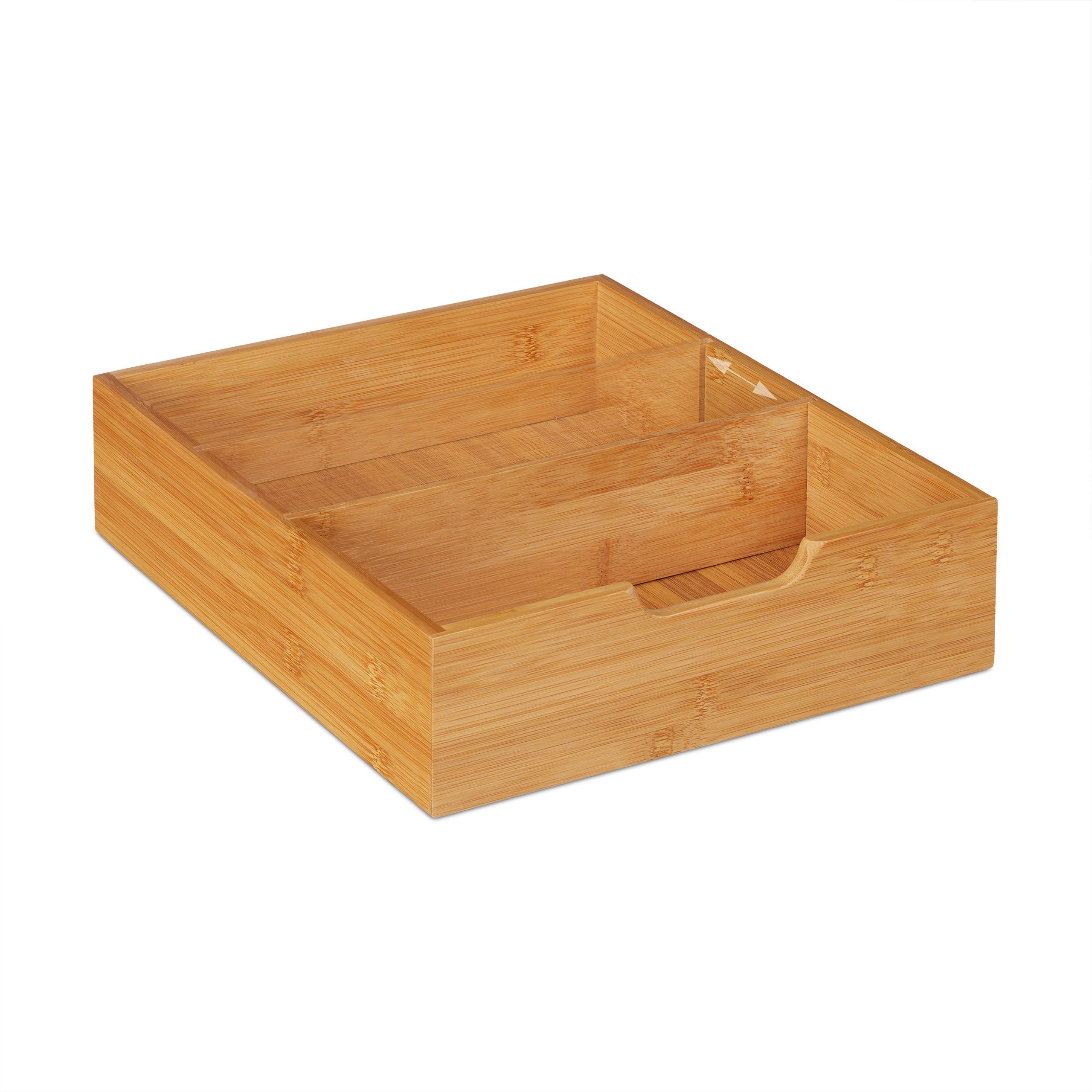Relaxdays Cassettiera Portaoggetti in bambù, Organizer con Cassetti, Effetto Naturale, Portaoggetti da Scrivania, HLP 18 x 30 x 31 cm, Color Legno Naturale