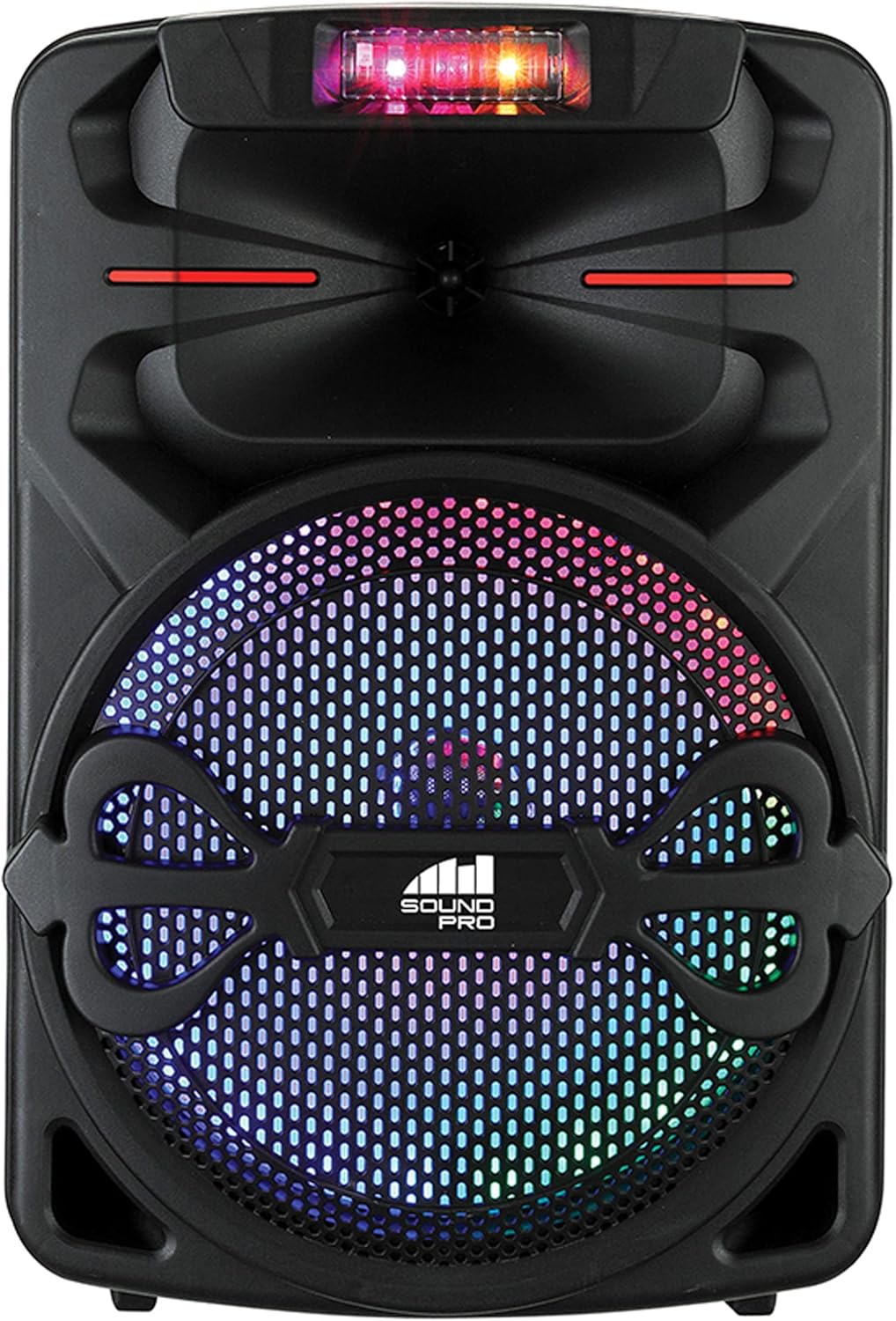 naxa electronics nds 1238 portable 12%e2%80%b3 bluetooth party speaker with multi color round running lights up to 2 5 hours play time fm tuner usb