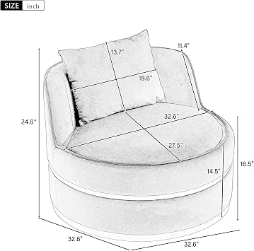 360 Degree Swivel Accent Chair Velvet Modern Upholstered Barrel Chair Over Sized Soft Chair with Seat Cushion for Living Room, Bedroom, Office, Apartment, Green