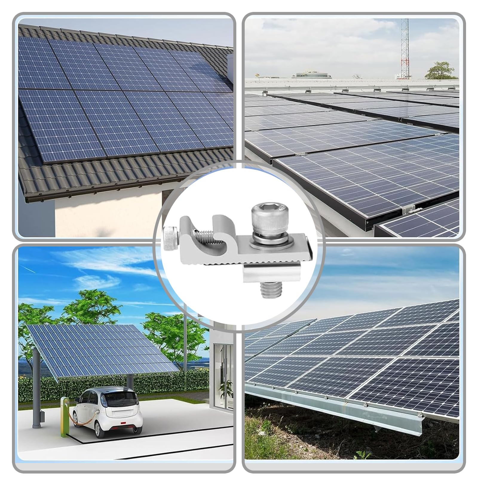 15 Stück Solarpanel Erdungsclips - Aluminium PV-Modul Erdungsklemme Set, Universelle Photovoltaik Erdungsösen für Schienensystem & Solarmodul Montage, Unterkonstruktion Zubehör