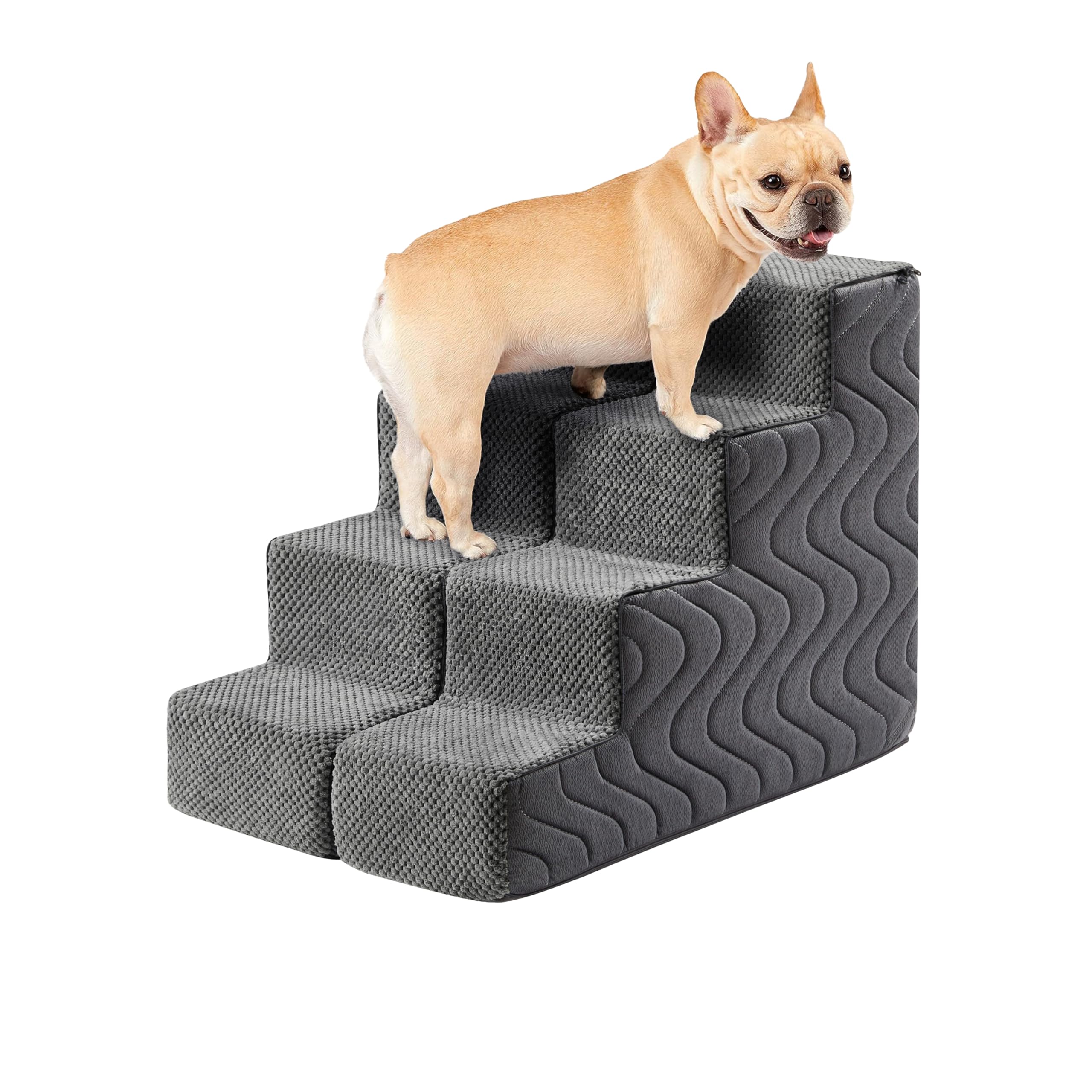 Dog Stairs for Bed, Dog Steps for High Bed, Pet Steps for Small Dogs and Cats, Non-Slip Balanced Pet Ramp Indoor (Grey, 18.2" H x 15" W x 24" L, 4)