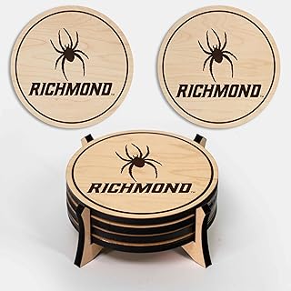 LazerEdge Richmond Spiders Wooden Coaster Set - Maple Wood - Officially Licensed Product - 4-Pack