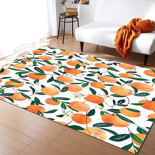 Alfombra naranja de 5 x 7 pies alfombra grande para interiores y exteriores para niños adolescentes niñas niños dormitorio sala de estar baño aula
