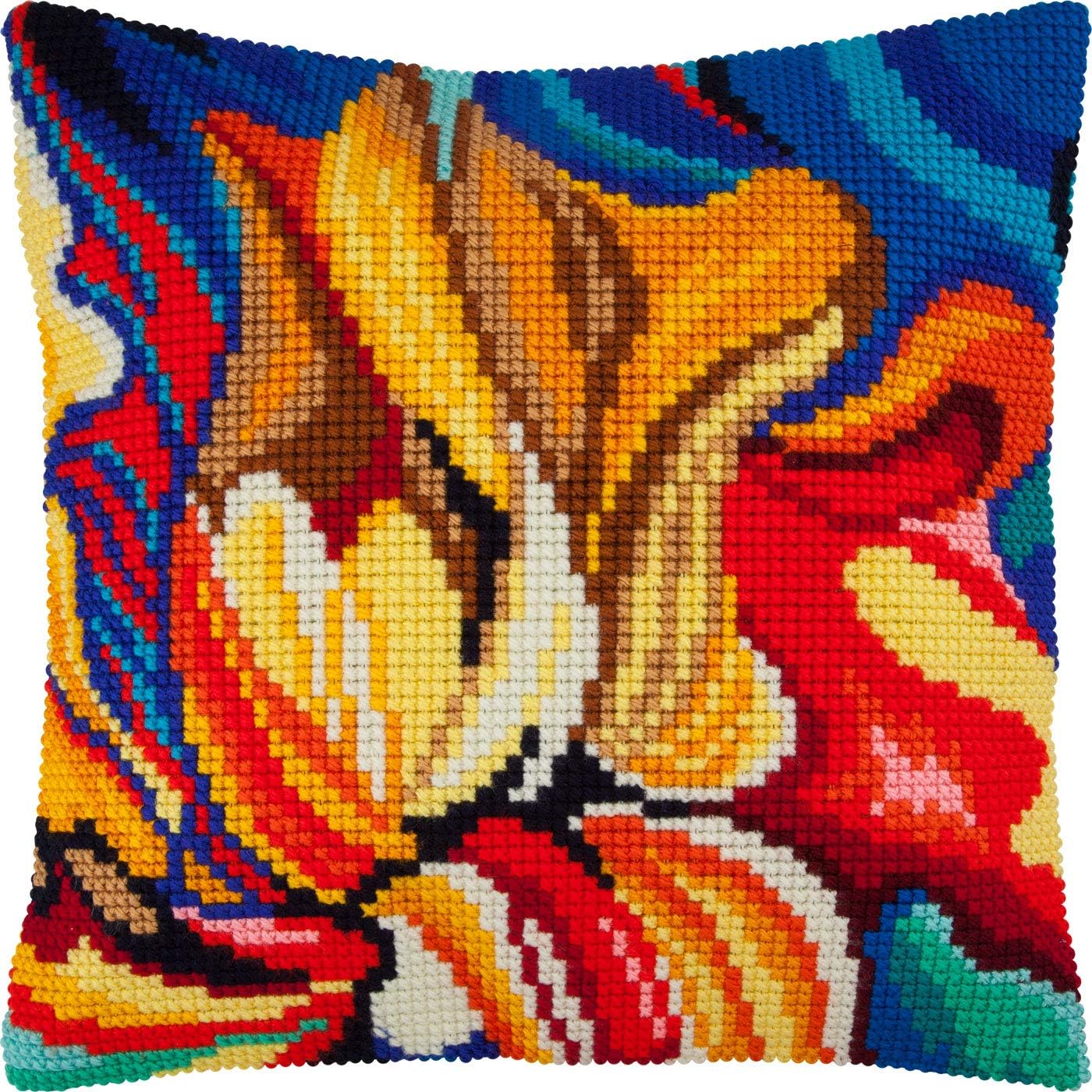 Gouache. Cross Stitch Kit. Throw Pillow Case 16×16 Inches. Extra Stiff Canvas