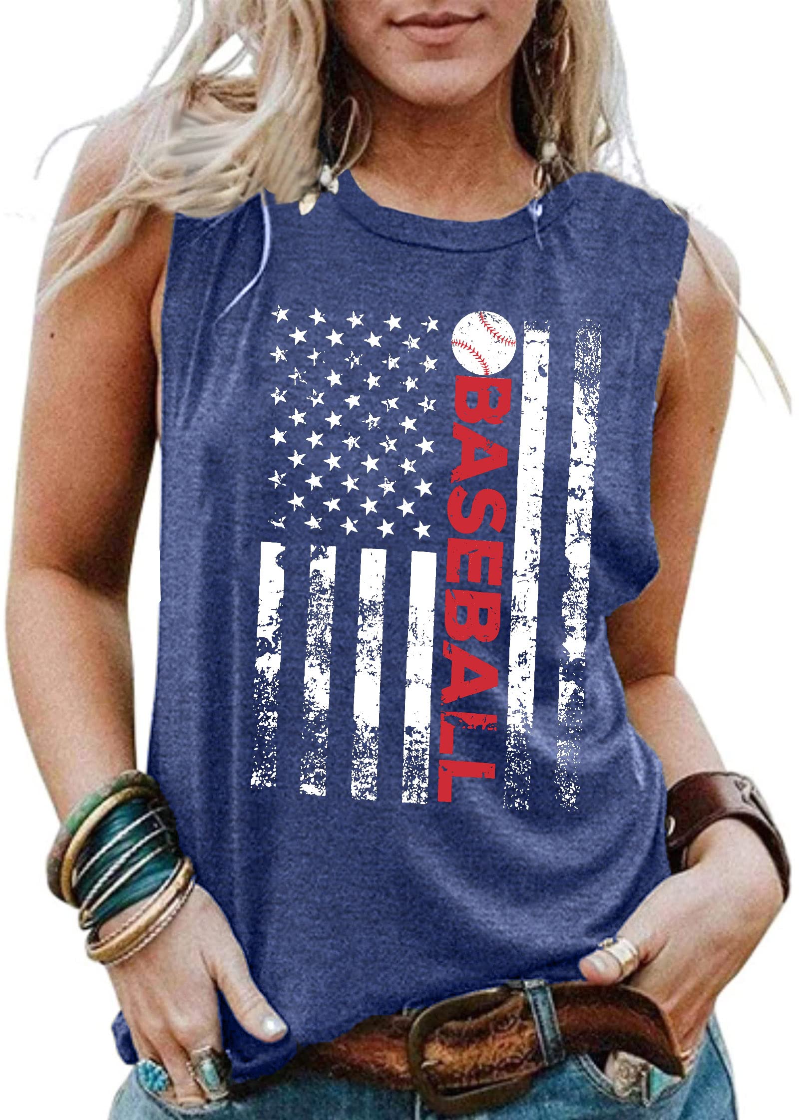 Baseball Mom Shirt Tank Tops Baseball Love Graphic Tee Shirts Women Summer Casual Loose Sleeveless Shirt