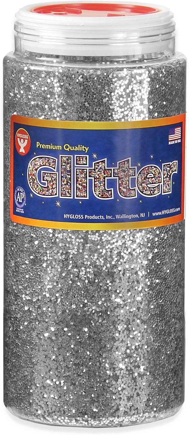 Hygloss Products Sparkling Glitter - Arts & Crafts - Variety of Uses - Fun for Slime - Variety of Vivid Colors - Safe & Non-Toxic - Silver - 1 Bottle - 16 oz each : Arts, Crafts & Sewing