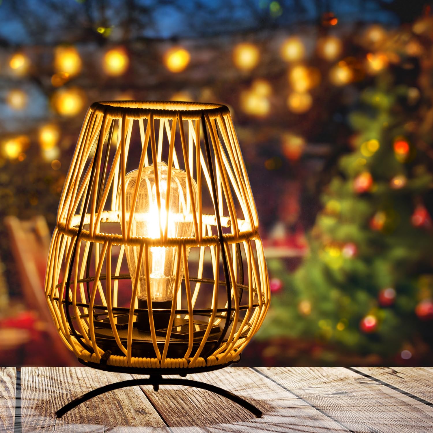 Lanterne solari da esterni, a energia solare, da appendere, con supporto, lampada da tavolo decorativa per giardino, patio, cortile, prato, confezione da 2