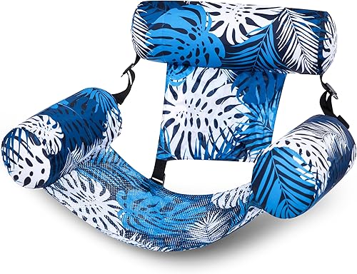Sloosh Sillas flotantes de piscina para adultos, sillas inflables de piscina, hamaca flotante con patrón de plantas para adultos, flotadores de