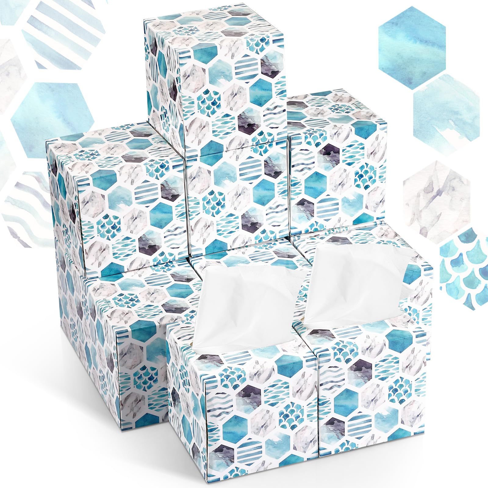 Lincia 12 Pack Facial Tissues Cube Boxes with 80 Sheets Per Box 2 Ply Soft Facial Tissues Bulk Square Paper Case Face Paper Towels for Toilet Travel