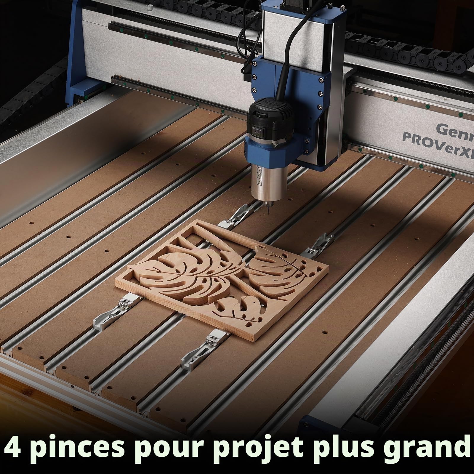 Genmitsu Lot de 4 pinces d'étau CNC pour grand projet de travail du bois et du métal, pince d'orteil en aluminium à profil bas, taille 106 mm x 22 mm x 15 mm