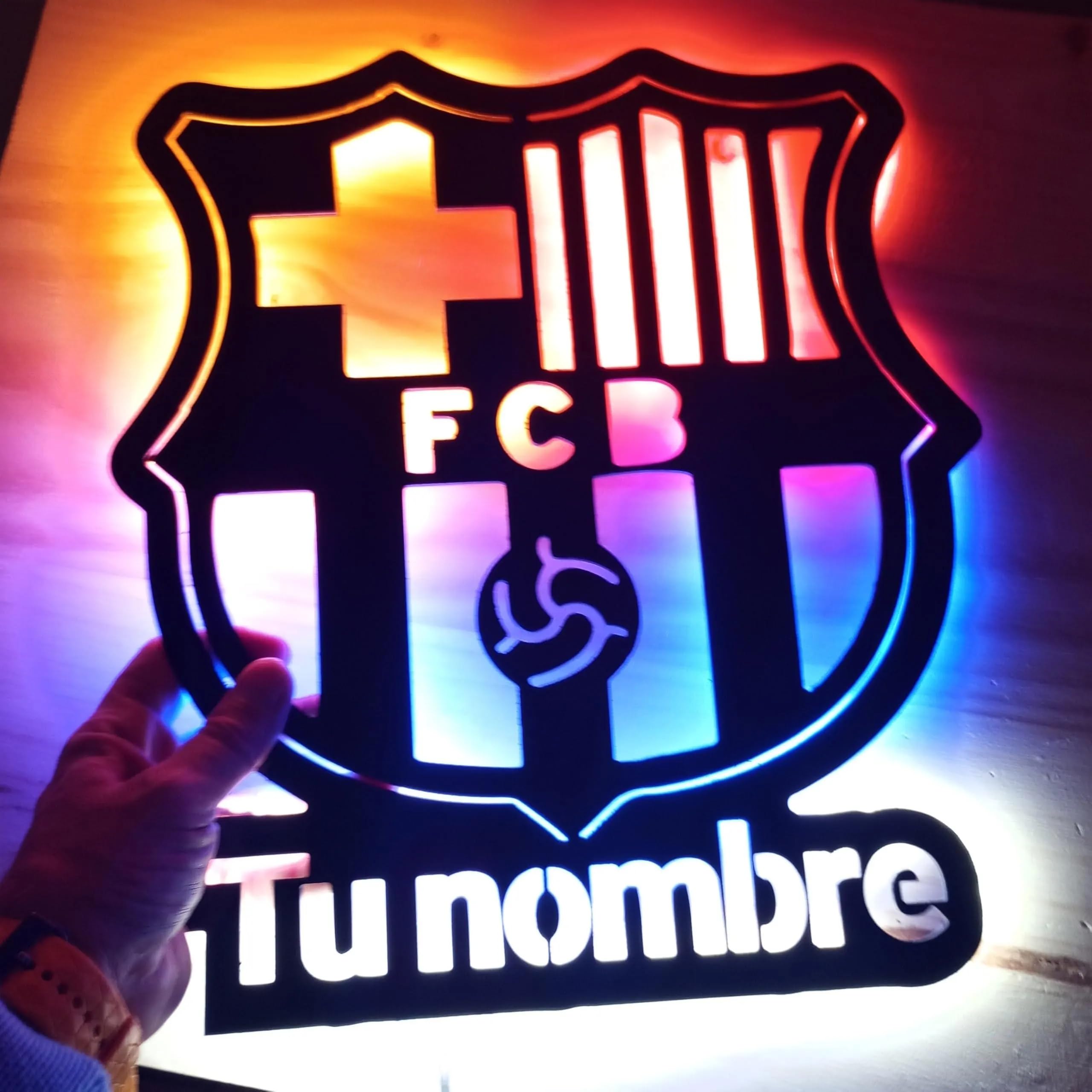 Letrero neon led escudo personalizado Barcelona regalos iluminado para colgar en la pared habitación de fútbol