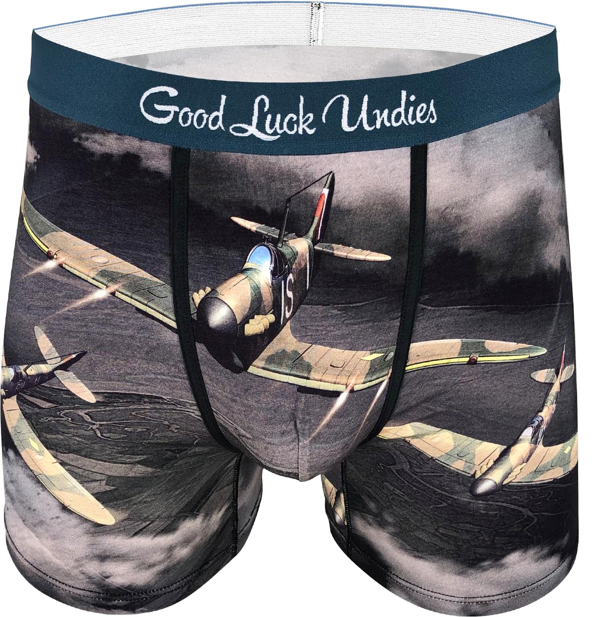 Good Luck Undies Men's Supermarine Spitfire Boxer Brief Underwear - grey - XL
