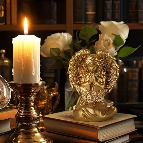 Miniatura 4 de Figura de ángel rezando, figura esculpida pintada a mano, estatua de alas de ángel para decoración del hogar o jardín, regalos de primera comunión