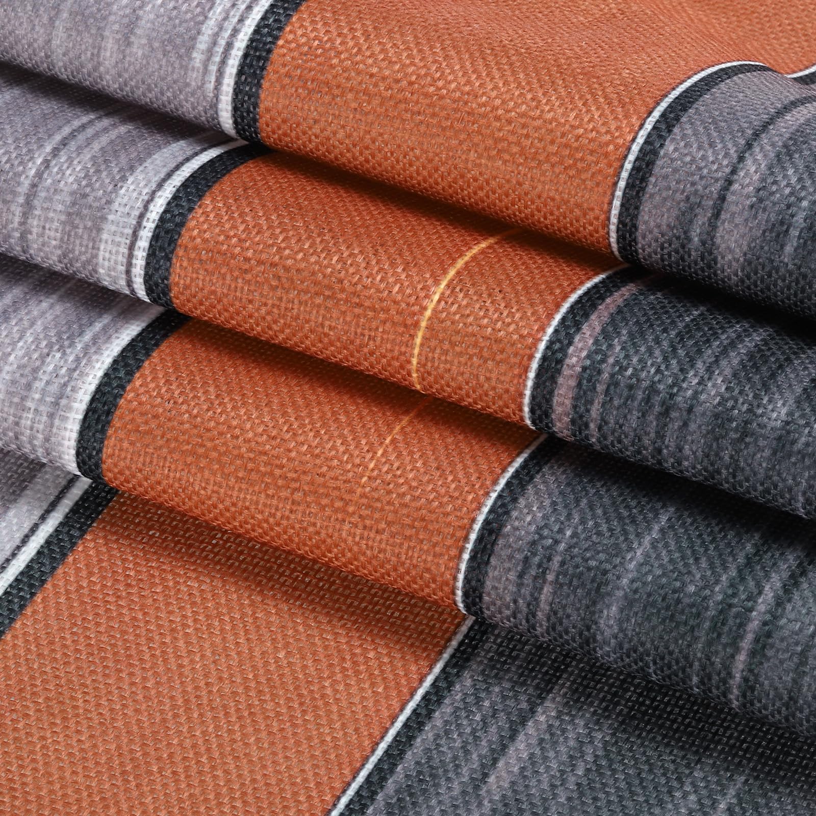 uxcell Table Runner 108" x 13", Retro Cotton Linen Table Runner, Orange & Grey, Khaki/Grey/Orange/Dark Grey/Brown - Image 3