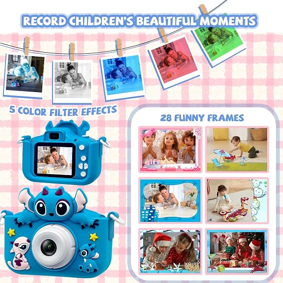 Kids Camera Toddler Digital Camera Little Girls Toy Camera for 3 4 5 7+ Years Old Boys Christmas Birthday Gifts for Kids Digital Camera 40MP Dual Lens 1080P HD Video Selfie Camera with 32GB SD Card