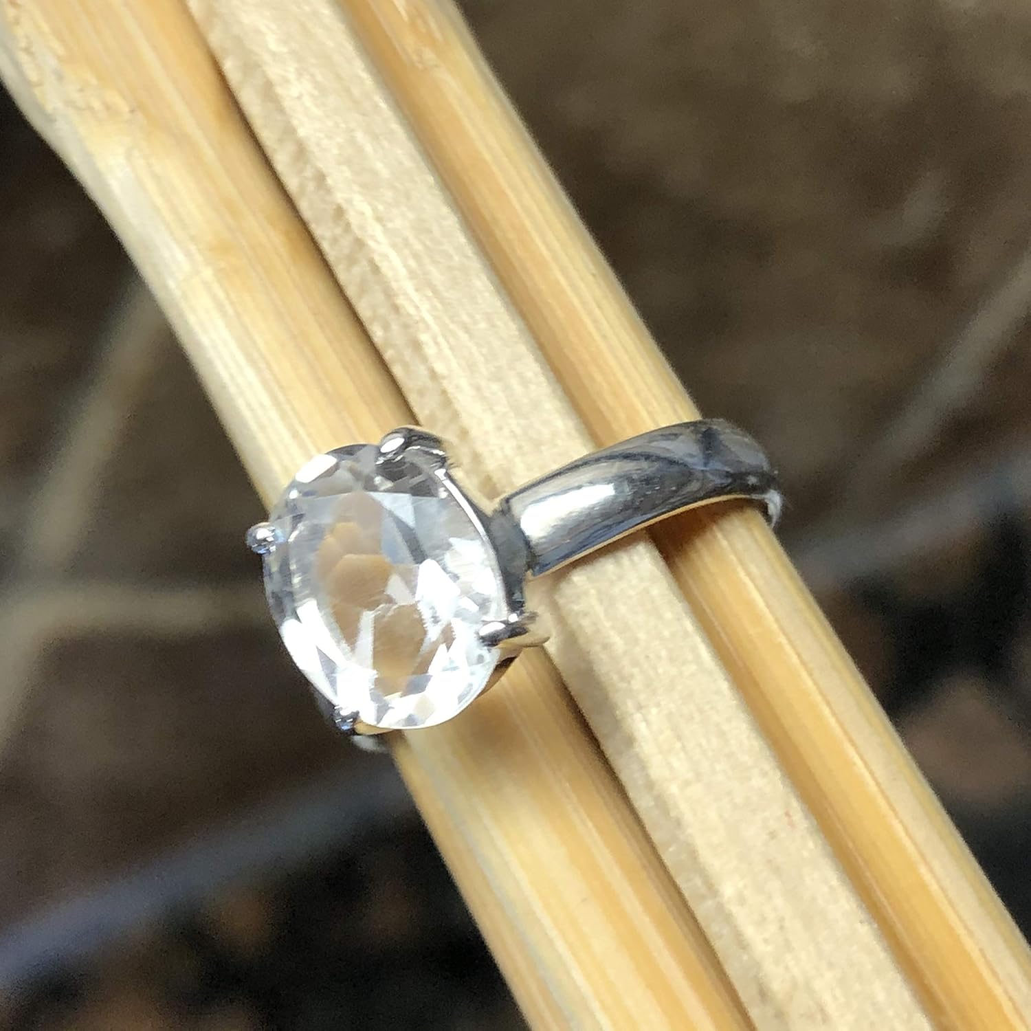 Natural 2ct White Quartz 925 Solid Sterling Silver Engagement Ring Size 6, 6.25, 6.5, 6.75, 7, 8, 8.25, 9.25 - Image 2