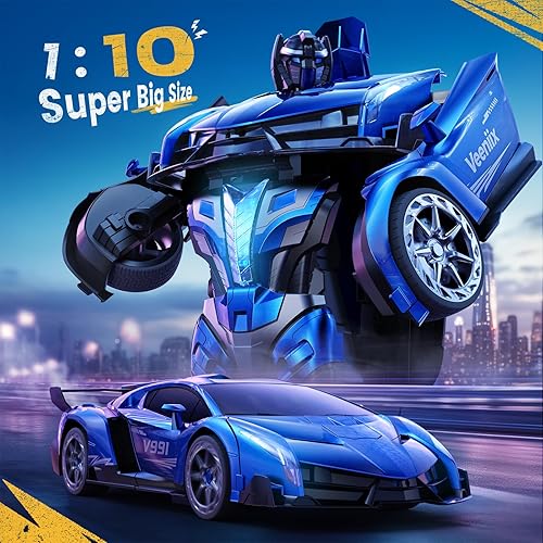 Miniatura 2 de V991 Transform - Auto de control remoto a gran escala 110, 2 baterías recargables para 70 minutos, detección de gestos de 2.4 GHz, deformación con