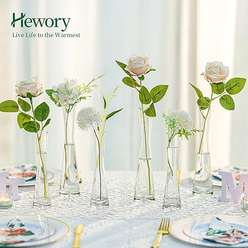 Miniatura 2 de Hewory Juego de 36 jarrones de cristal para centros de mesa, hechos a mano, moderno, transparente, pequeño, delgado, decorativo, florero,