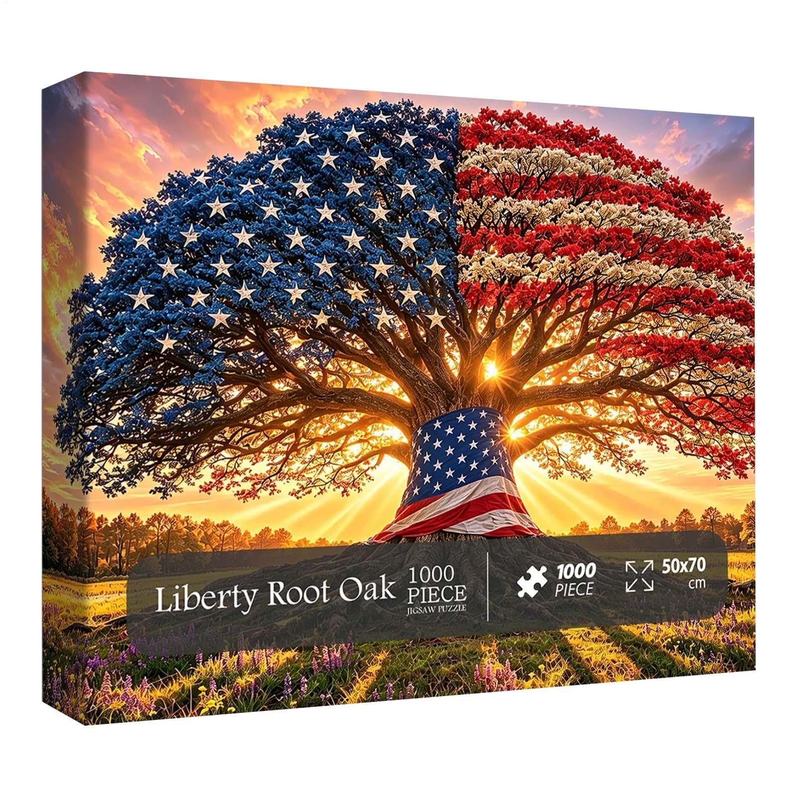 Bandera patriótica de 1000 piezas en puzzle de paisaje y árbol decorativo para pared interior