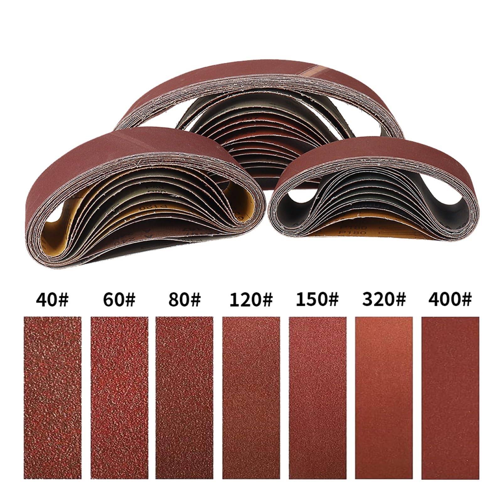5 pièces 3x21 pouces bandes abrasives en oxyde d'aluminium P40-P400