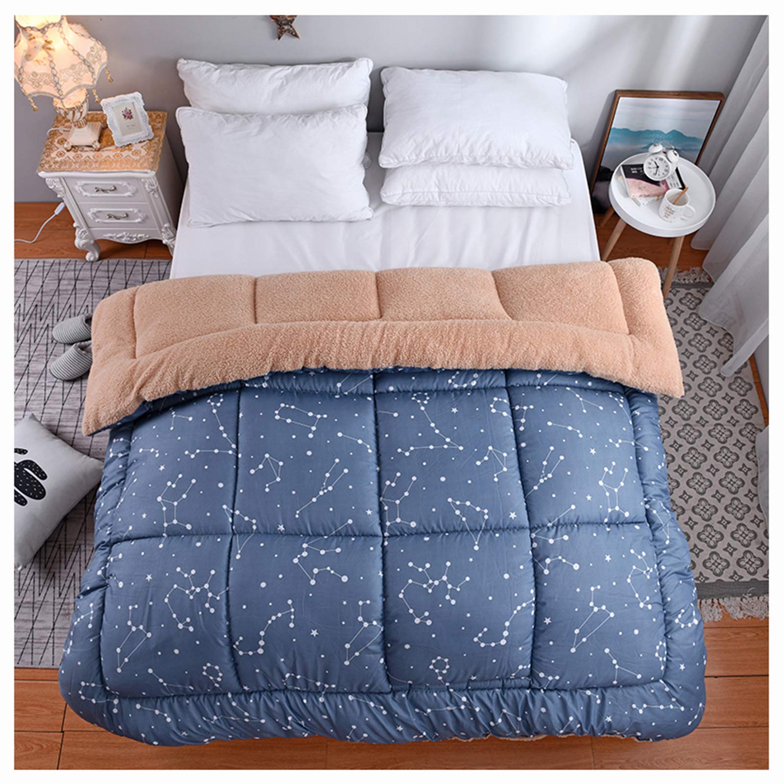 Winter Cashmere Fabric Quilt, Quilt Cashmere Warm, Moisture/Gas-Permeable, Down Quilts,Double (Lovinghome,220x240cm-4kg)