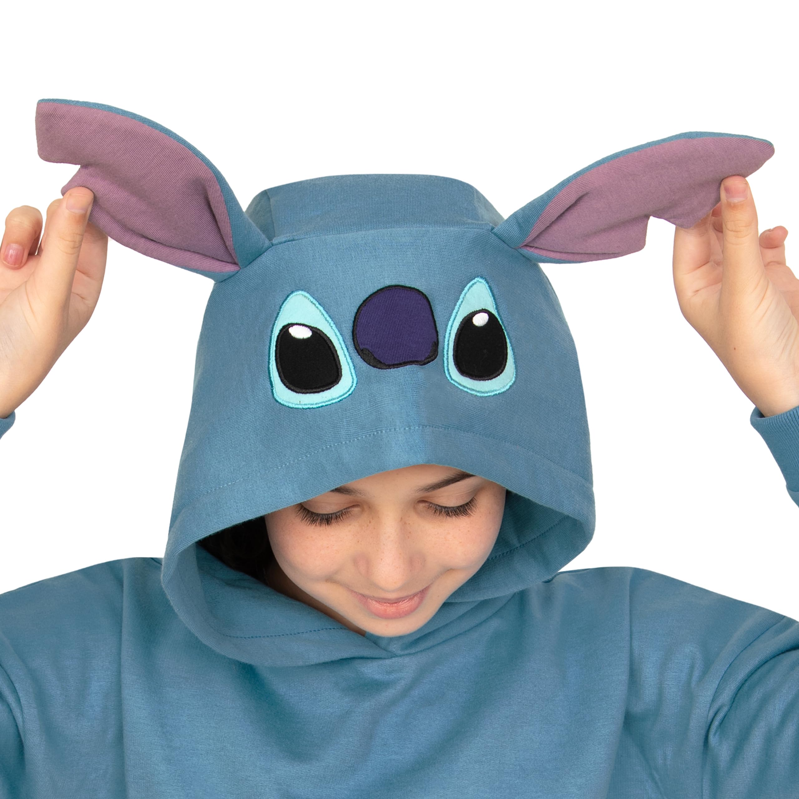 Disney Lilo EET Stitch Hoodie, Sweat A Capuche Long pour Enfants, Pull Stitch avec Oreilles 3D, Vêtements en Coton pour Filles